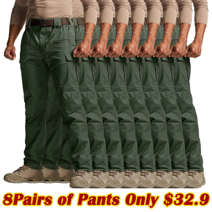 Men's Flex Stretch Tactical Pants, Water Resistant Ripstop Cargo Pants