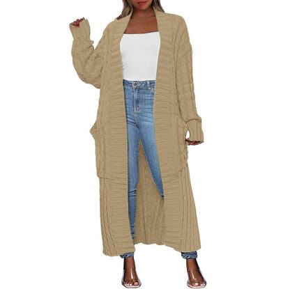 Women's Long Cardigan 2026 Oversized Coat Long Sleeve Open Cardigan Knitted Extra