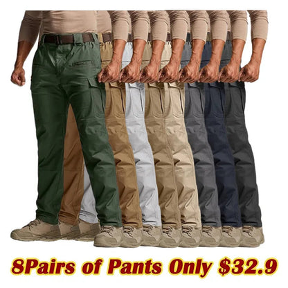 Men's Flex Stretch Tactical Pants, Water Resistant Ripstop Cargo Pants