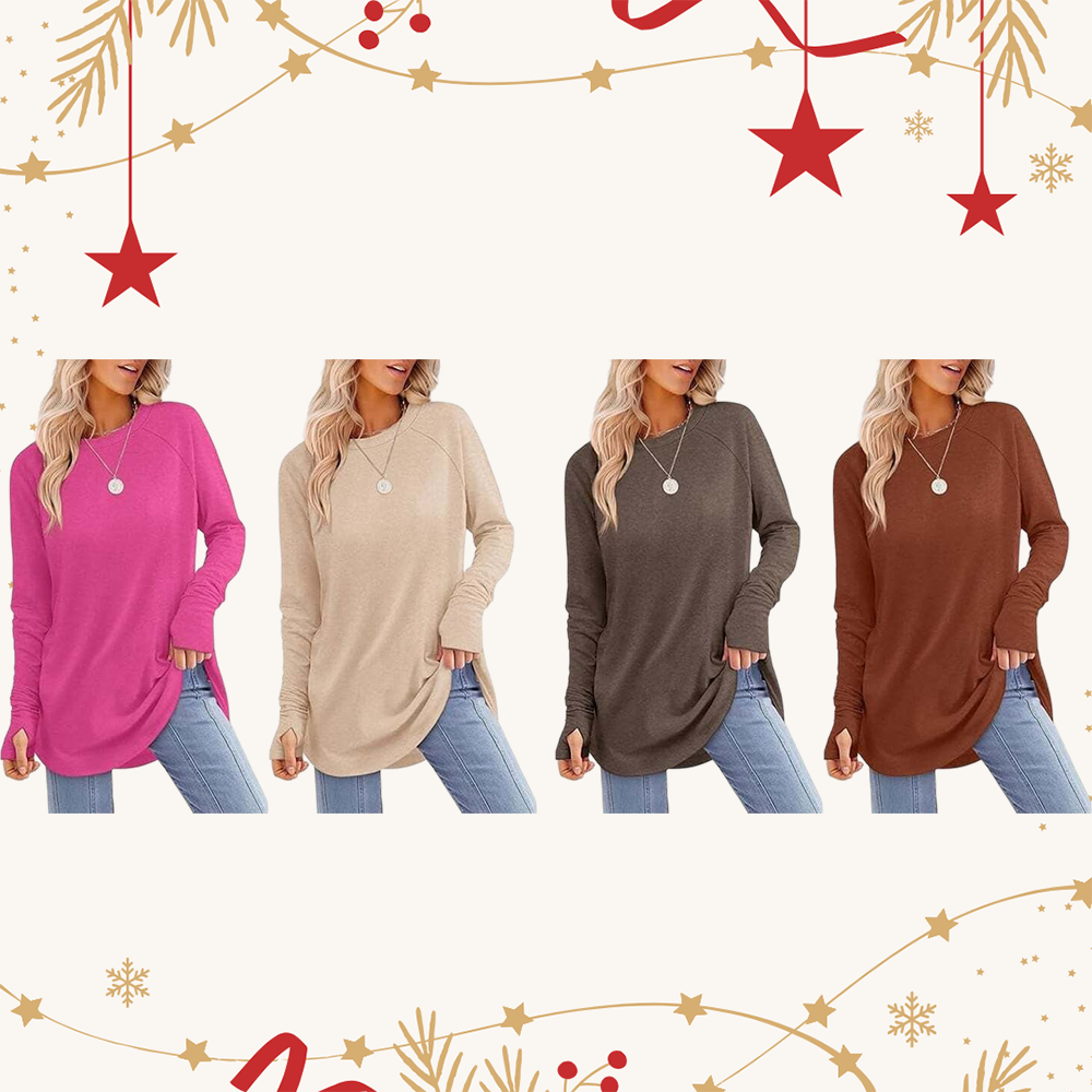 🌟Women's Casual Basic Baggy Loose-Fit Tunic Top