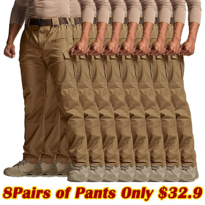 Men's Flex Stretch Tactical Pants, Water Resistant Ripstop Cargo Pants