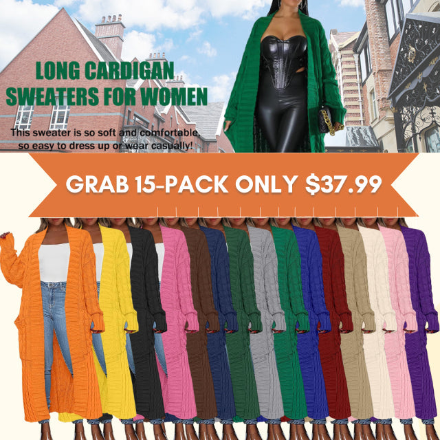 Women's Long Cardigan 2026 Oversized Coat Long Sleeve Open Cardigan Knitted Extra