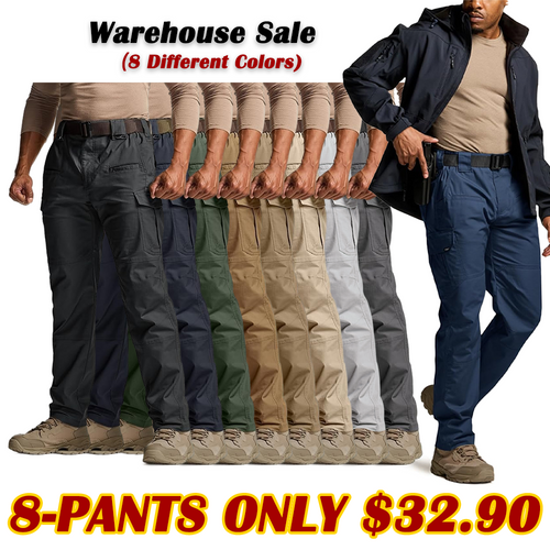 Men's Flex Stretch Tactical Pants, Water Resistant Ripstop Cargo Pants