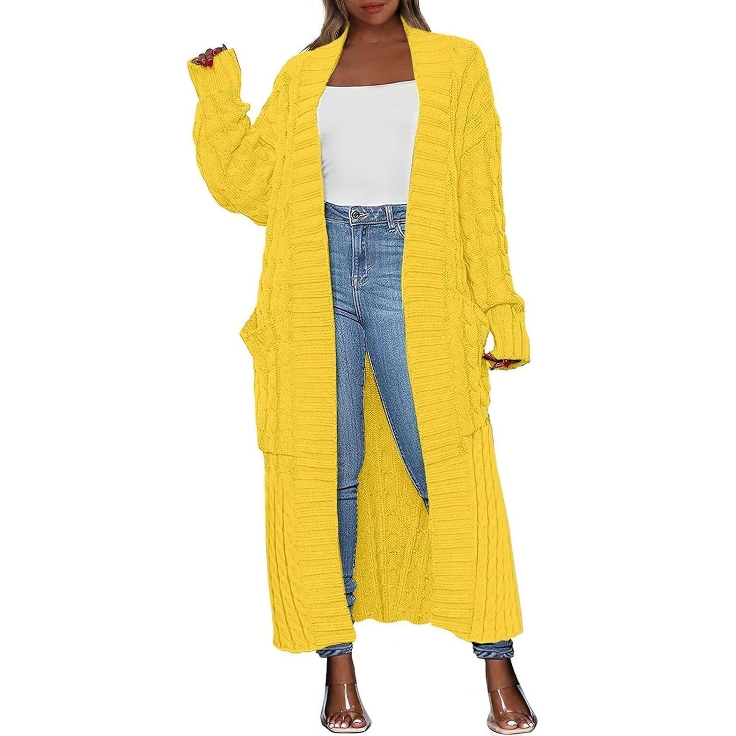 Women's Long Cardigan 2026 Oversized Coat Long Sleeve Open Cardigan Knitted Extra