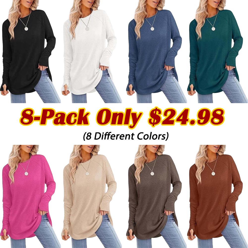 🌟Women's Casual Basic Baggy Loose-Fit Tunic Top