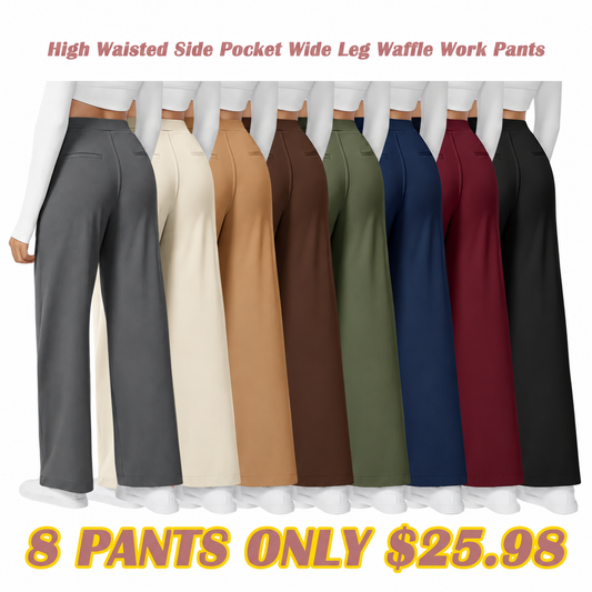 [LAST DAY SALE]High Waisted Stretch Pocket Straight Leg Work Pants