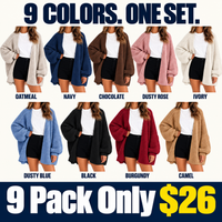Oatmeal + Navy + Chocolate + Dusty Rose + Ivory + Dusty Blue + Black + Burgundy + Camel — 9 Different Colors