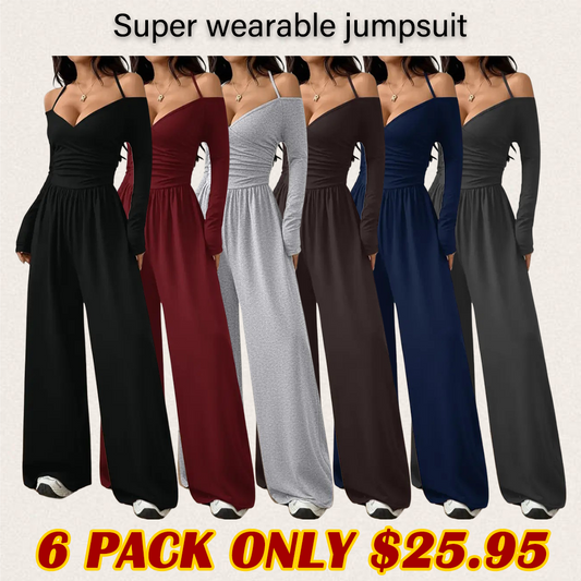Women's Off Shoulder Pleated Wide Leg Jumpsuit