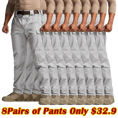 Men's Flex Stretch Tactical Pants, Water Resistant Ripstop Cargo Pants